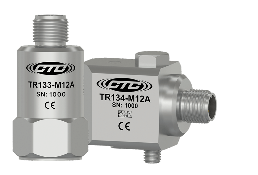 A render of CTC's standard size TR133-M12 with top exit M12 connector and TR134-M12 with side exit M12 connector