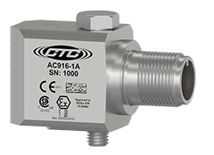 A render of a CTC AC916 standard size, side exit accelerometer.