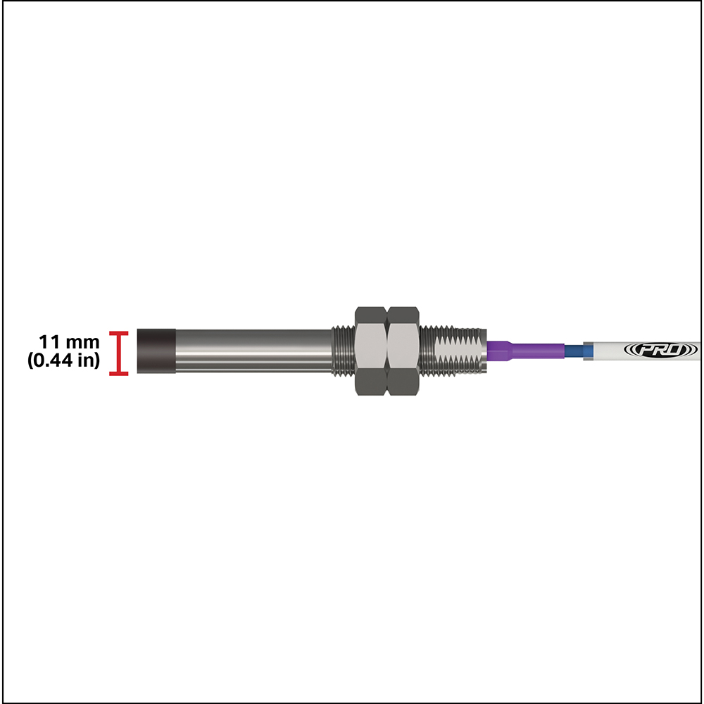 PRO Line proximity probe tip with red measurement line showing probe tip height of 11 millimeters
