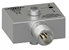 A render of a CTC TREA330 miniature size, side exit, triaxial accelerometer