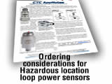 Ordering considerations for Hazardous location loop power sensors