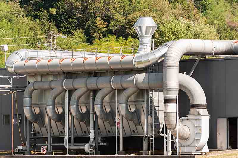 industrial HVAC system with air ducts