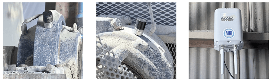 photos of a CTC WS300 wireless sensor installed on mining machinery, and a mounted ACCESS2000 wireless gateway.
