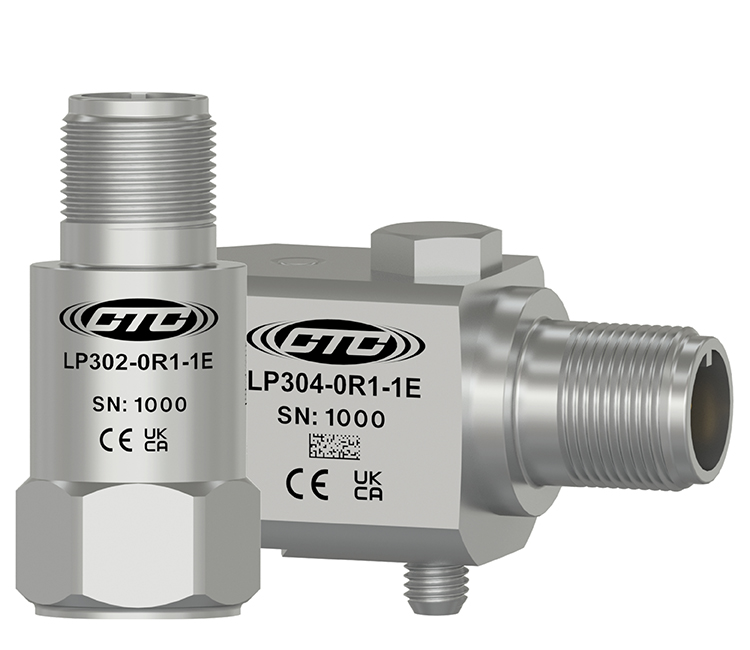 A stainless steel, top exit LP302 loop power sensor next to a stainless steel, side exit LP304 loop power sensor.