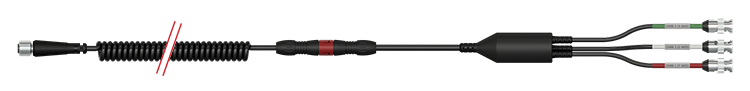 A render of CTC CB117-J4C-F3D-SFT cable and connector assembly