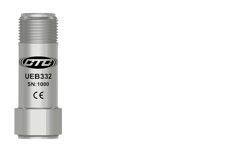 A render of CTC's miniature, top exit UEB332 ultrasound sensor.